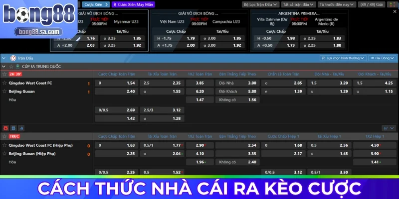 Cách thức nhà cái triển khai kèo cho các thành viên