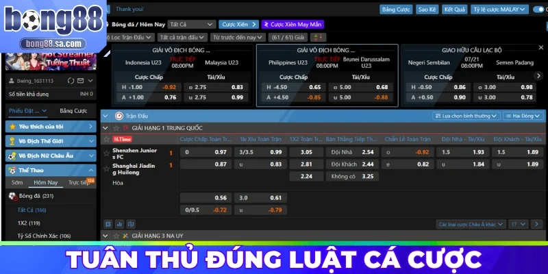 Tuân thủ đúng luật cá cược, không dùng phần mềm hack